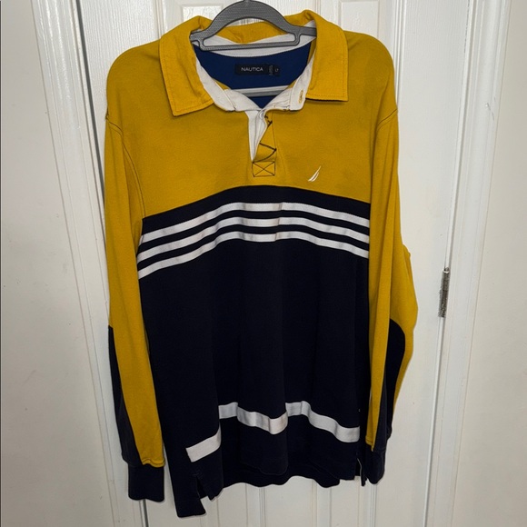 Nautica Men's Yellow blue  Striped Shirt - Picture 1 of 13